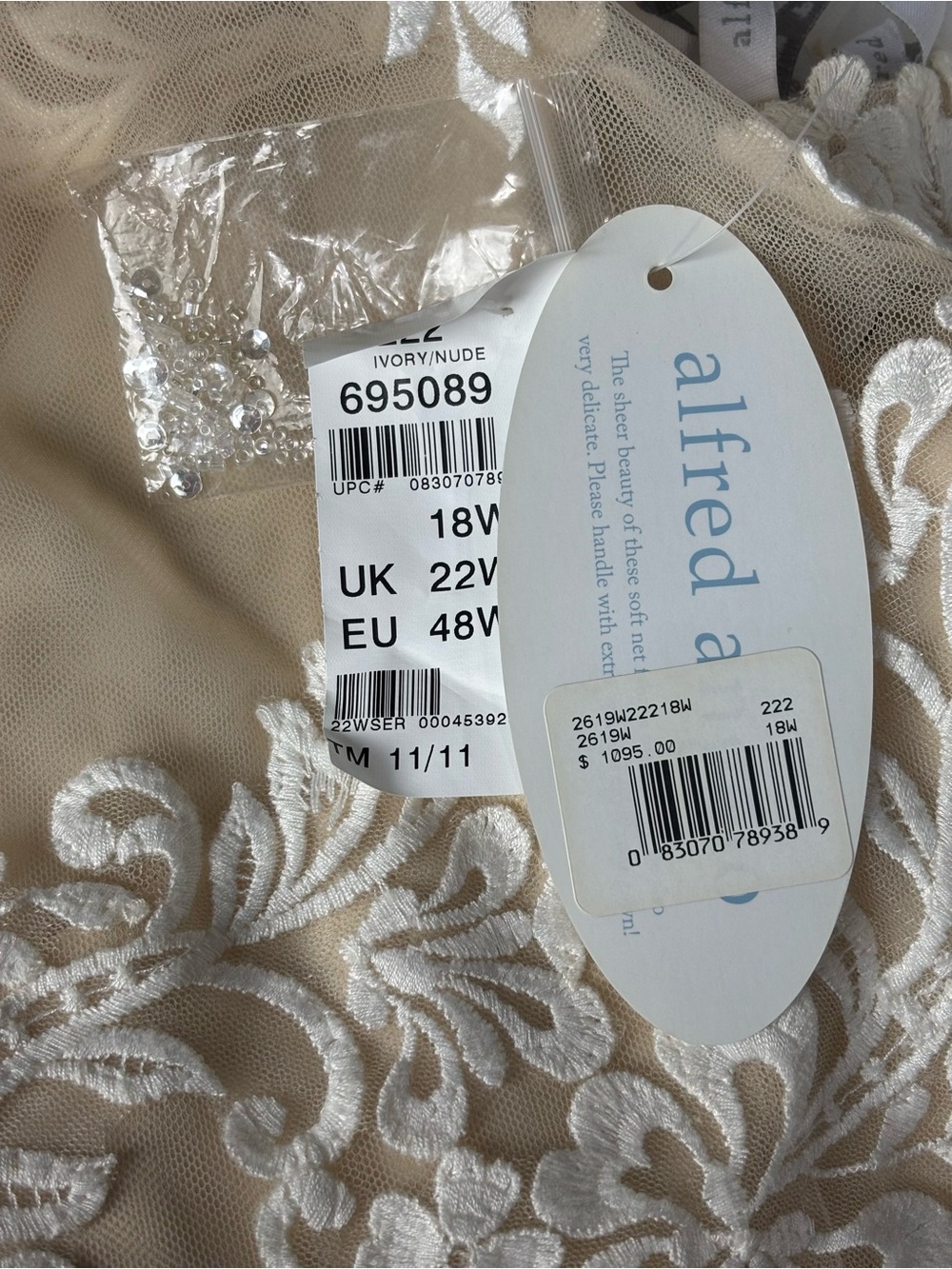 NWT Alfred Angelo Ivory Nude Illusion Lace Bodice Bridal Wedding Gown Dress 18W - Picture 10 of 10